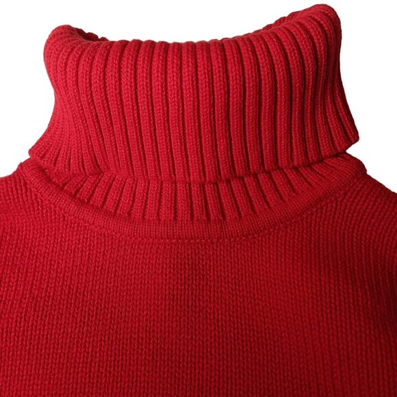 Ralph Lauren Jeans Company XL Sweater Red Turtleneck Gold Anchor Crest Nautical - Picture 12 of 15